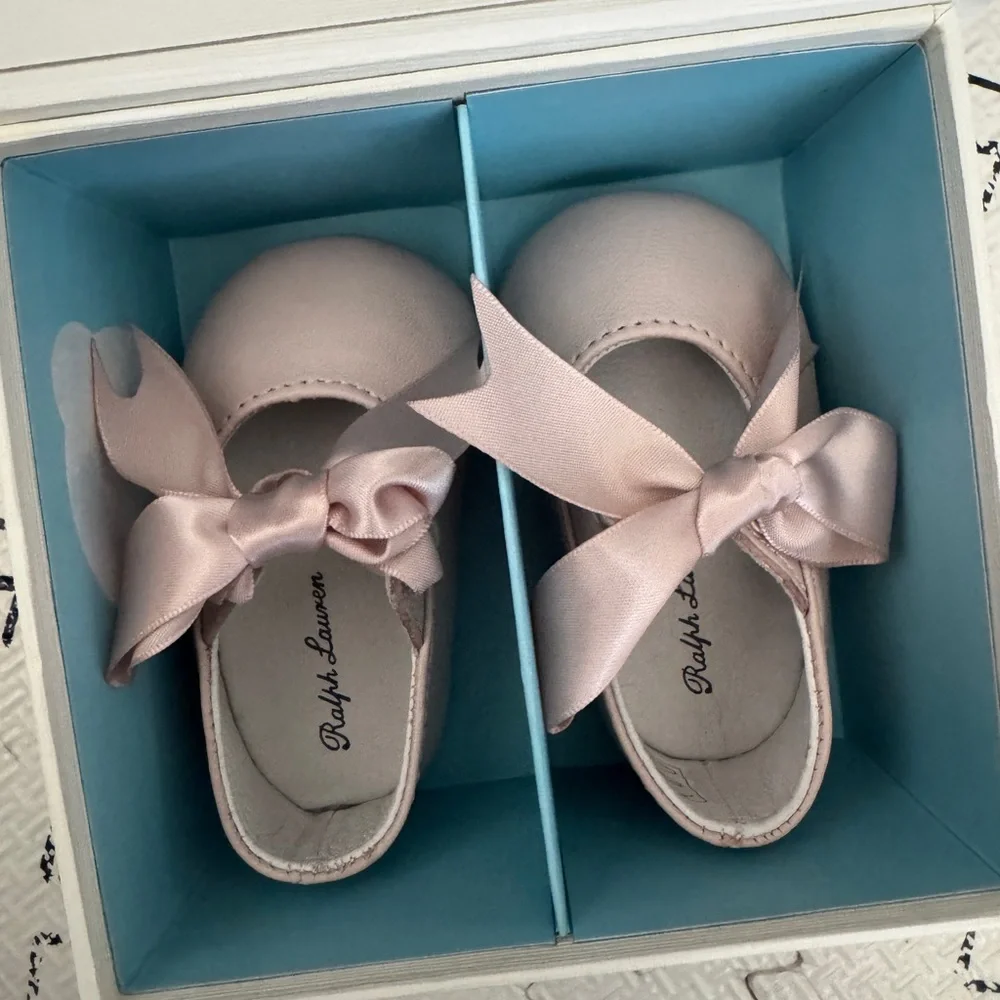 Ralph Lauren Briley Lambskin Slipper - Pink, Baby Girl, Size 1 - Picture 5 of 9